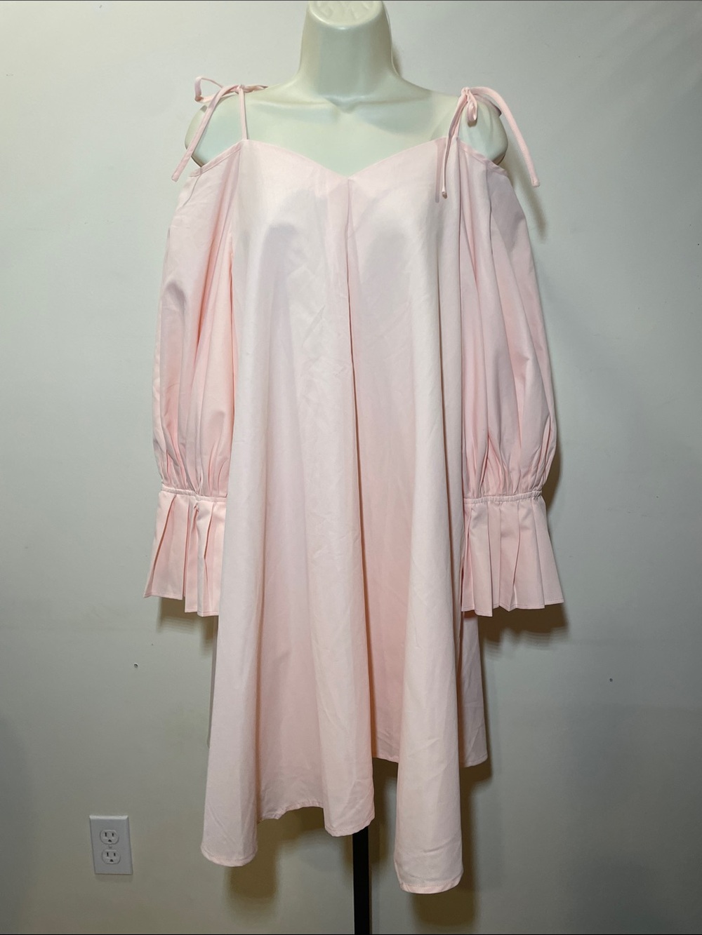 Mulla Soft Pink Cold-Shoulder Tie-Strap A-Line Dress